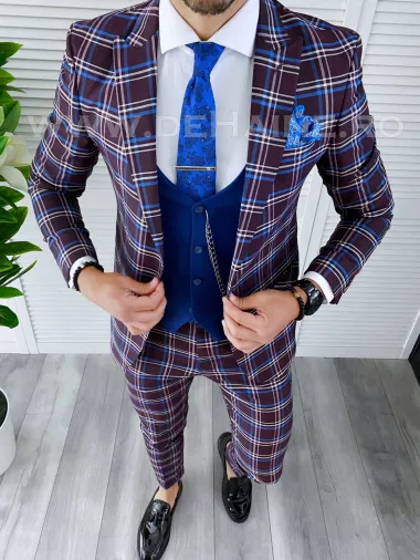 Costum barbati slim fit + Vesta B4220 